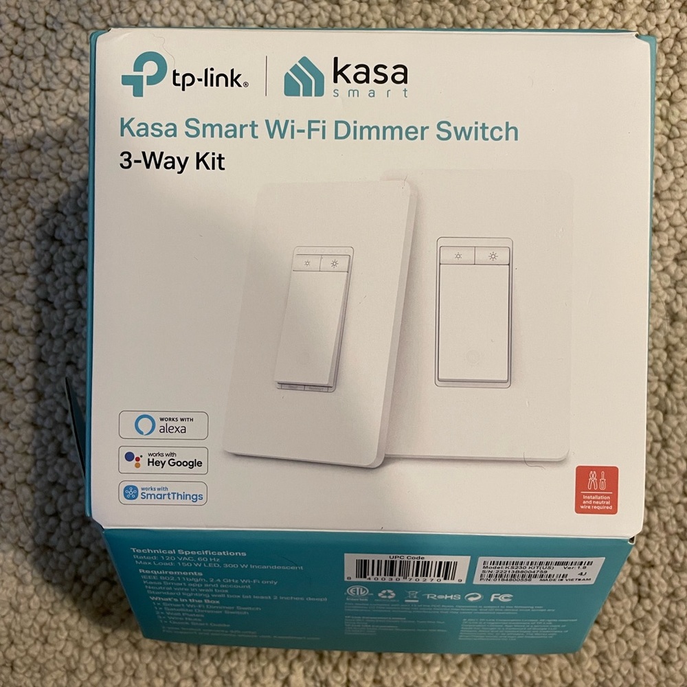 Kasa Smart Dimmer Light Switch 3 way kit new with box unused